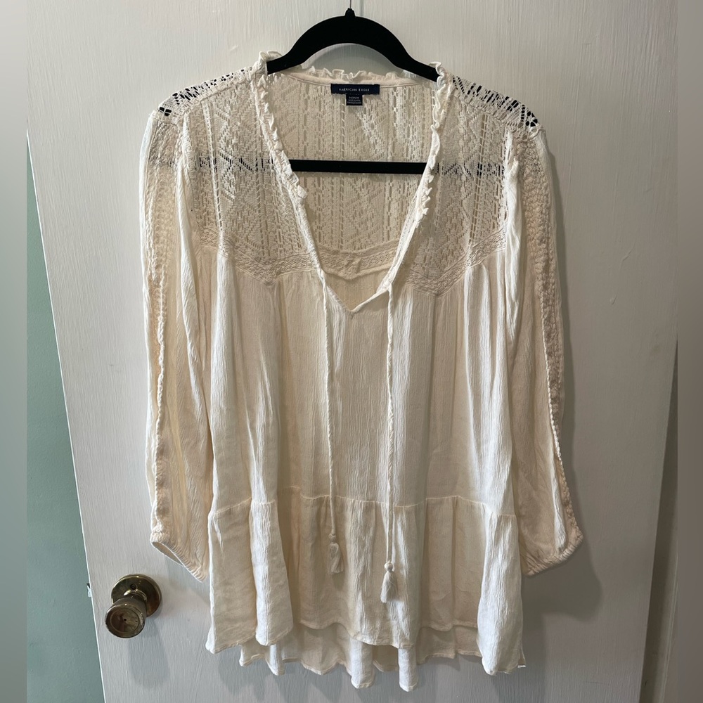 Cream peasant top